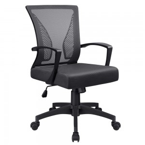 Office Chair with Armrests Lumbar Support Ergonomic Adjustable Rolling Swivel Computer Task Back Mesh Desk Comfortable Executive