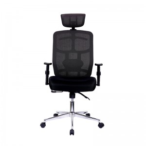 High Back Executive Mesh Office Chair with Arms, Lumbar Support and Chrome Base, Black