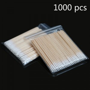 1000 pcs Wood Cotton Swab Eyelash Extension Tools Medical Ear Care Cleaning Wood Sticks Cosmetic Cotton Swab Cotton Buds Tip