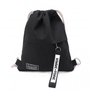 Canvas Drawstring Backpack Fashion School Gym Drawstring Bag Casual String Knapsack School Back Pack For Teenager Women