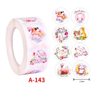 500Pcs Children's Cartoon Animal Stickers Baby Stickers Kindergarten Inspirational Little Red Flower Reward Roll Stickers