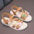 Summer Little Girls Sandals 2021 New Flower Simple Cute Pink Green Children Sandals Toddler Baby Soft Casual School Girl Shoes