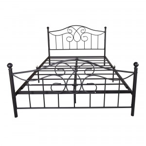 Metal Platform Bed Frame with Headboard and Footboard Flower Design Mattress Foundation Queen/Full/Twin Size