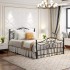 Metal Platform Bed Frame with Headboard and Footboard Flower Design Mattress Foundation Queen/Full/Twin Size