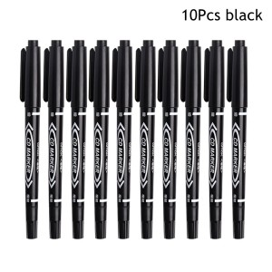 10 Pcs/set Twin Tip Colored Permanent Art Markers Pens Fine Point Waterproof Oily Black Ink Sketchbook Painting School Supplies