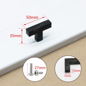 Black Cabinet Handle Square Furniture Hardware Stainless Steel Kitchen Door Knobs Cupboard Wardrobe Drawer Pulls