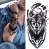 Black Forest Tattoo Sticker For Men Women Children Tiger Wolf Death Skull Temporary Tattoo Fake Henna Skeleton King Animal Tatoo