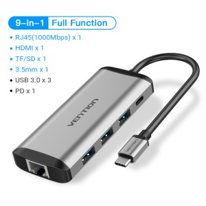 Vention USB C HUB Type C to USB 3.0 Dock Station USB C HDMI RJ45 4K for MacBook Pro Air Accessories Type C 3.1 Splitter USB HUB