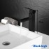 Basin Sink Bathroom Faucet Deck Mounted Hot Cold Water Basin Mixer Taps Matte Black Lavatory Sink Tap Crane