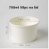 50pcs/pack Large Capacity White Paper Bowl Fast Food Storage Disposable Food Package Plastic Lid