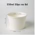 50pcs/pack Large Capacity White Paper Bowl Fast Food Storage Disposable Food Package Plastic Lid