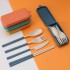 4pcs Wheat Straw Dinnerware Set Portable Tableware Knife Fork Spoon Chopsticks Set Travel Cutlery Set Eco-Friendly Utensil Box