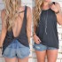 Women Sexy Sleeveless Vest Women Sexy Sleeveless Backless Vest Sexy Tops Open Back Knotted Crop A Line shirt