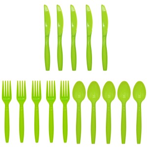 Touch of Color Premium Plastic Cutlery Forks Knives Spoons Pastel Blue Yellow Pink Black Purple Green Disposable Tableware