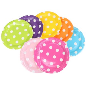 10pcs Polka Dots Paper Dishes Disposable Plates Fruit Cake Tray Party Supplies